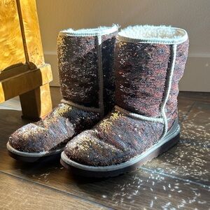 UGG Classic Short Champagne Sparkle Sequin Boots